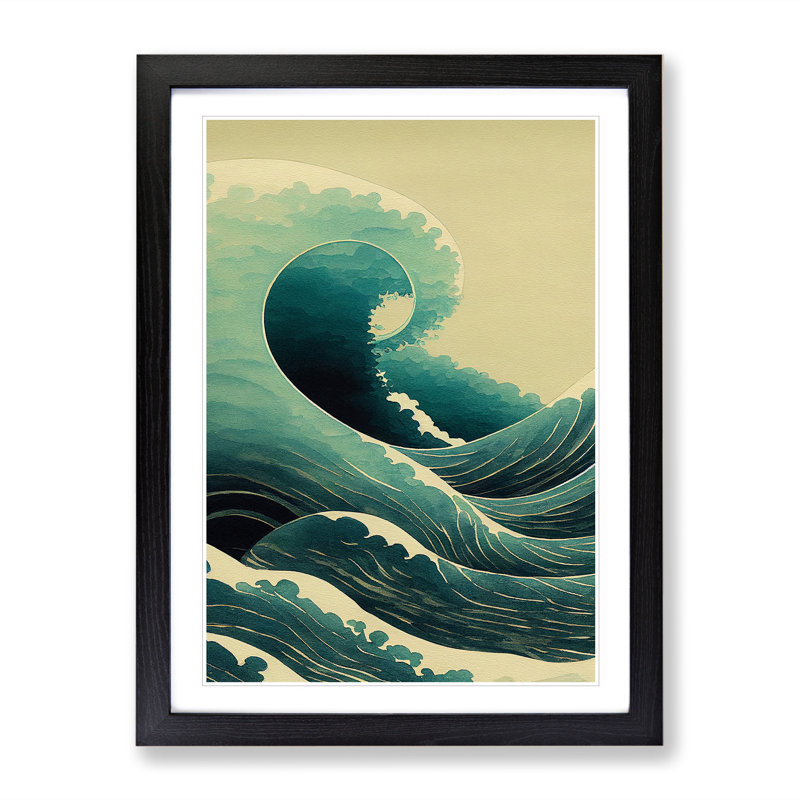 Magnificent Japanese Wave - Framed Print, 34cm H x 25cm W x 2cm D, Black