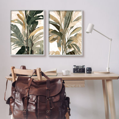 Modern Palm Leaves Framed On Wood 2 Pieces Print -  Stupell Industries, a2-652_gff_2pc_24x30