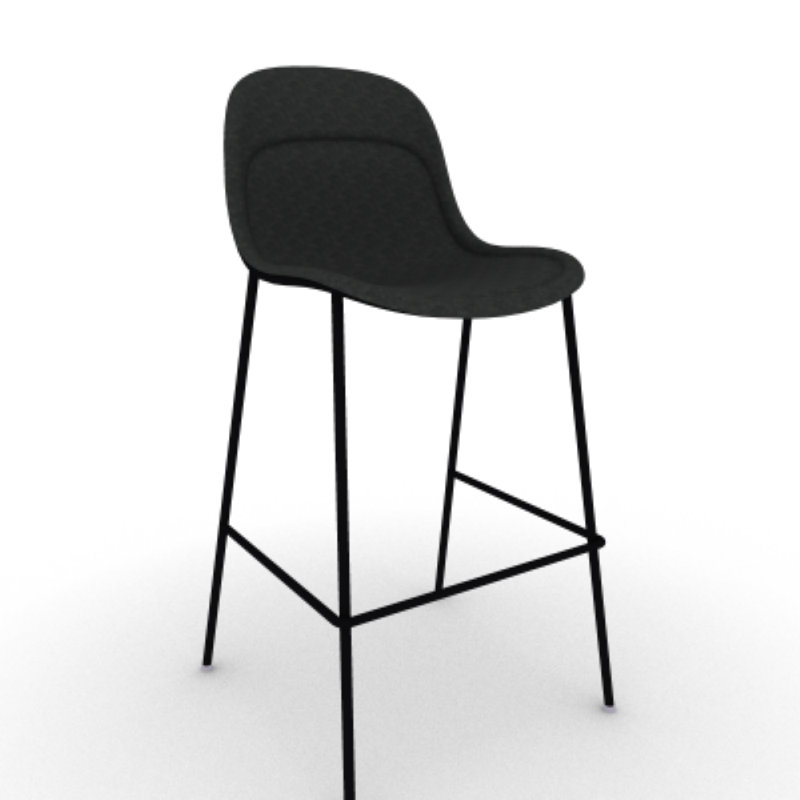 Vale Barstool High Back, Charcoal Seat/Jet Black Frame