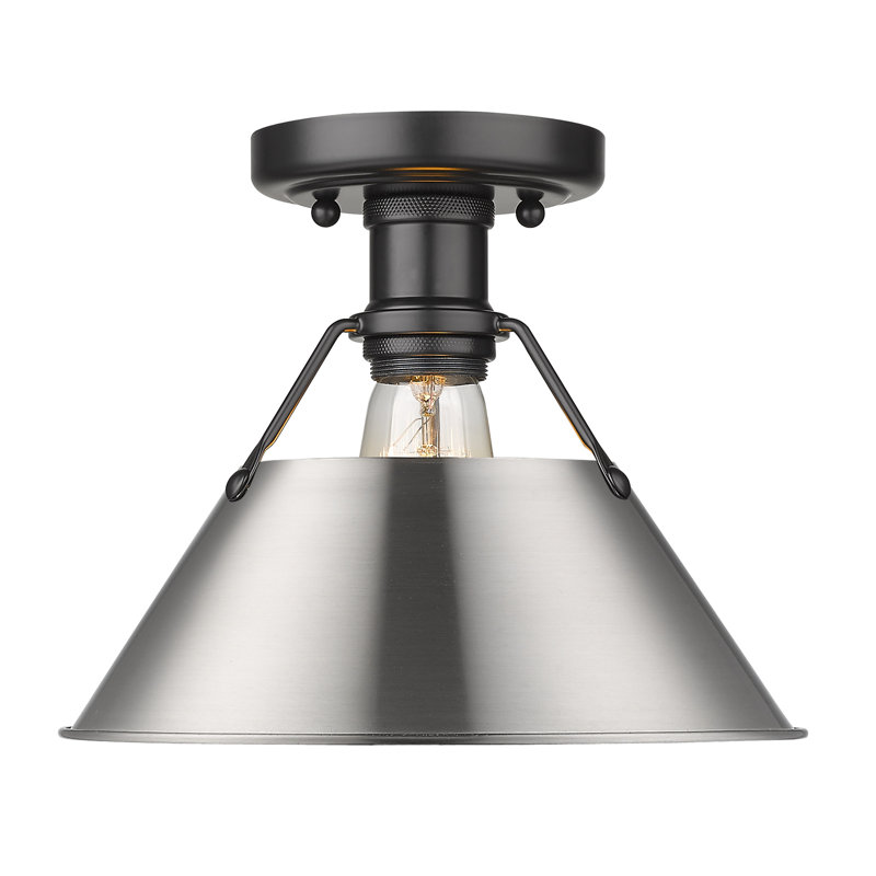 Plafonnier encastré à une lumière de 10 po Weatherford, Noir mat, Étain