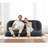 [NEW ARRIVED] [VIDEO PROVIDED] Double human dog bed,Lazy sofa ,Loveseat,Fits You & Pets,Extra Large Floor Couch,Can sit or lie down,2-in-1,5 Adjustable Position, Plump Pillow,2 Seat,Chenille,Dark Gray-1903854647