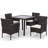 5 Piece Patio Outdoor Dining Set, Wicker 4 Rattan Chairs, Square Tempered Glass Table and Cushions