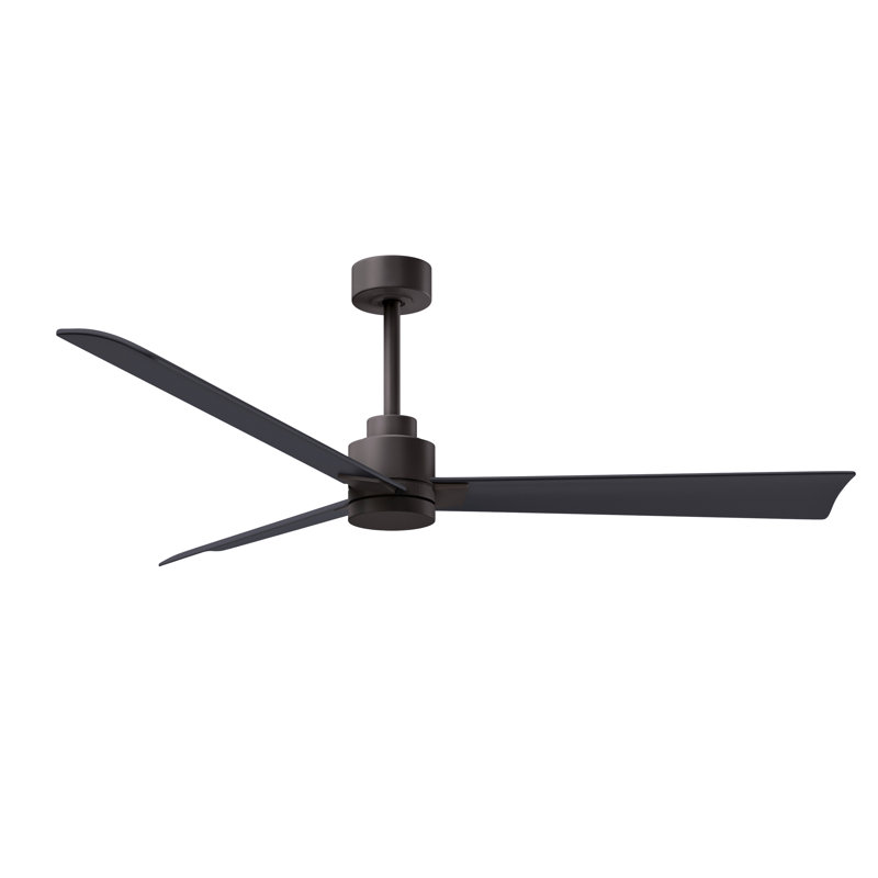 Alessandra Outdoor Downrod Ceiling Fan, Matte Black, Textured Bronze