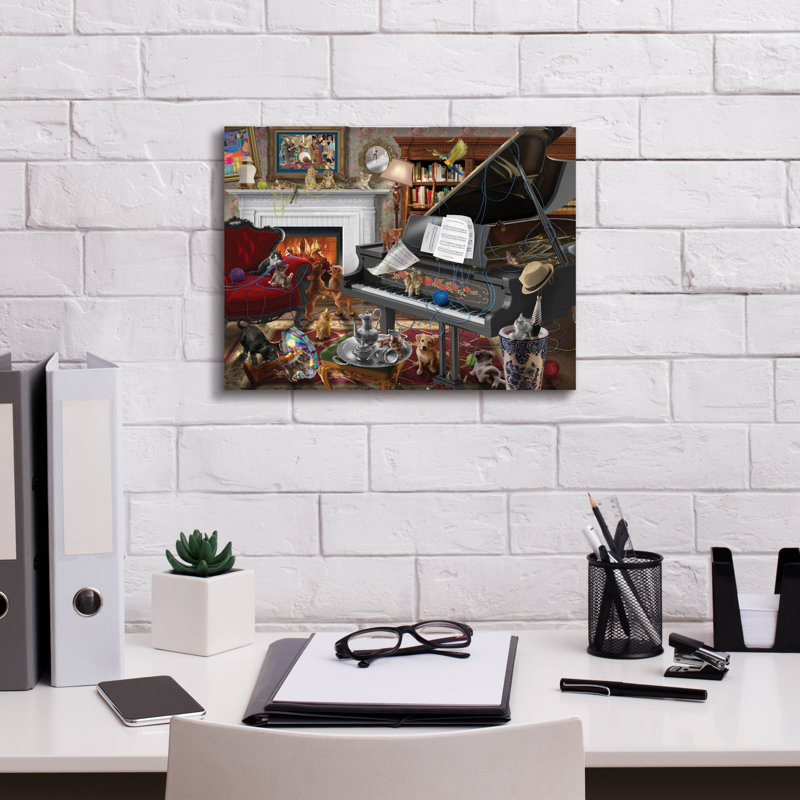 «Has Anyone Seen My Yarn» par Bigelow, illustrations sur toile, H 12 po x l 16 po x P 0,75 po