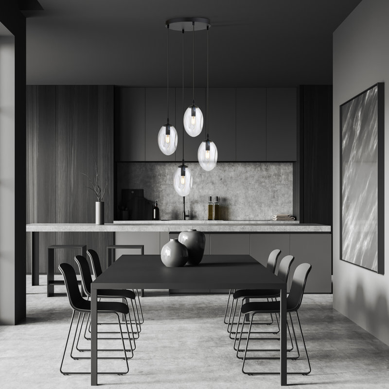 Amanjot 4 - Light Black Cluster Pendant, Clear