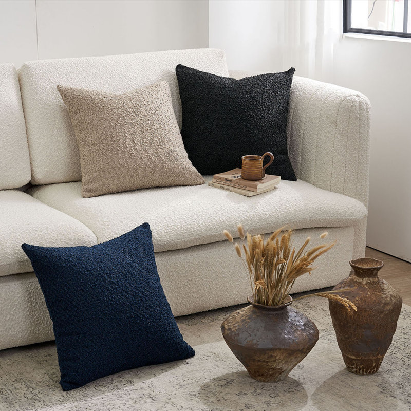 Housse de coussin en avoine 18 po x 18 po, housse carrée neutre neutre avec fermeture à glissière cachée, coussin de salon minimaliste