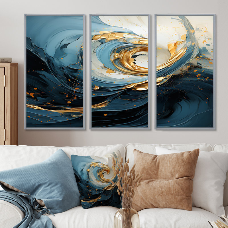 Ensemble de salon Golden Art, H 28 po x l 36 po x P 1 po, Encadrement argenté