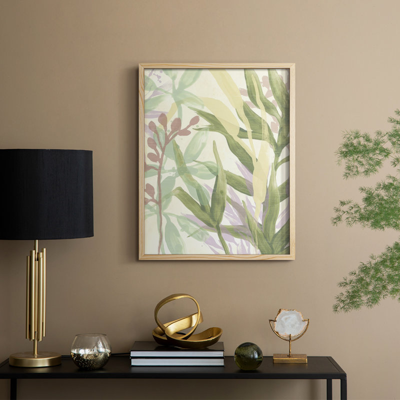 «Dreamy Tropical Leaves II», reproduction encadrée - bois massif, Naturel, H 11 po x l 9 po