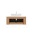 Solution de rangement moderne et élégante pour meuble-lavabo flottant à finition grain de bois