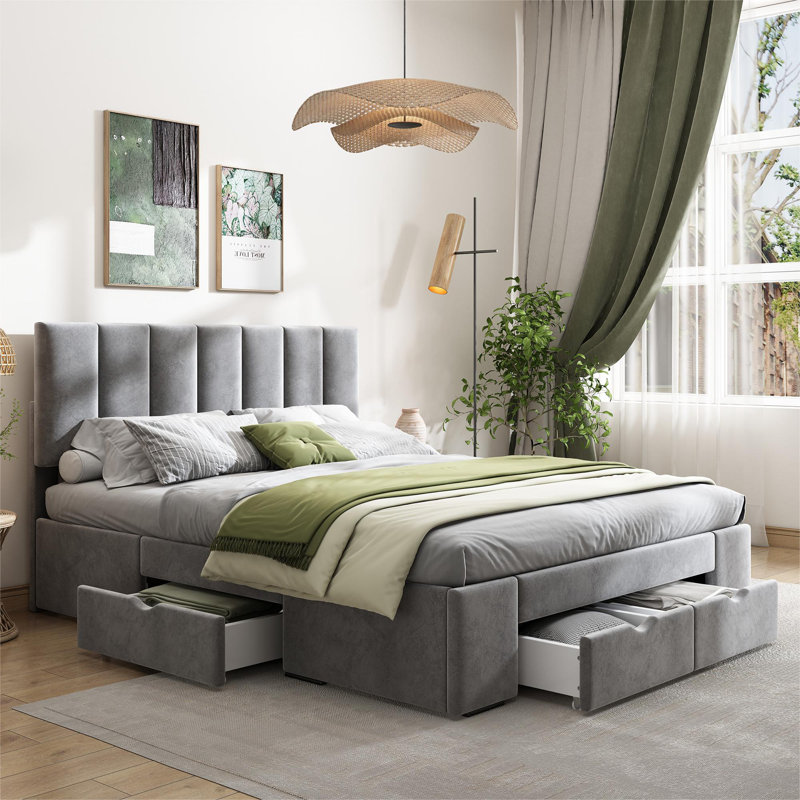 Ayvianna Upholstered Storage Bed, European Double (140 x 200cm)