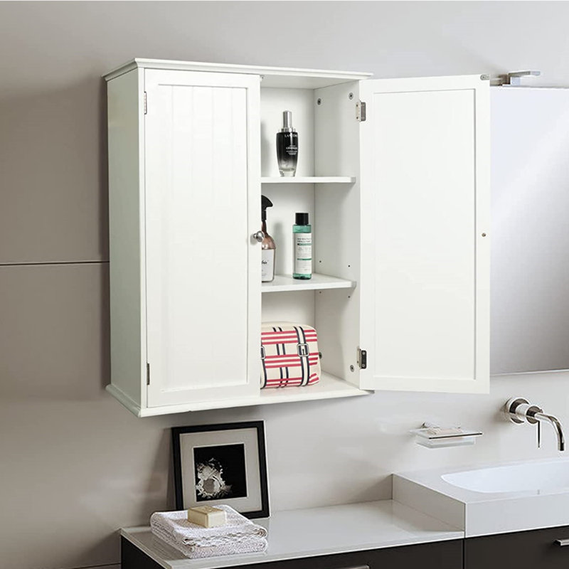 Armoire de salle de bain Keeven, Blanc