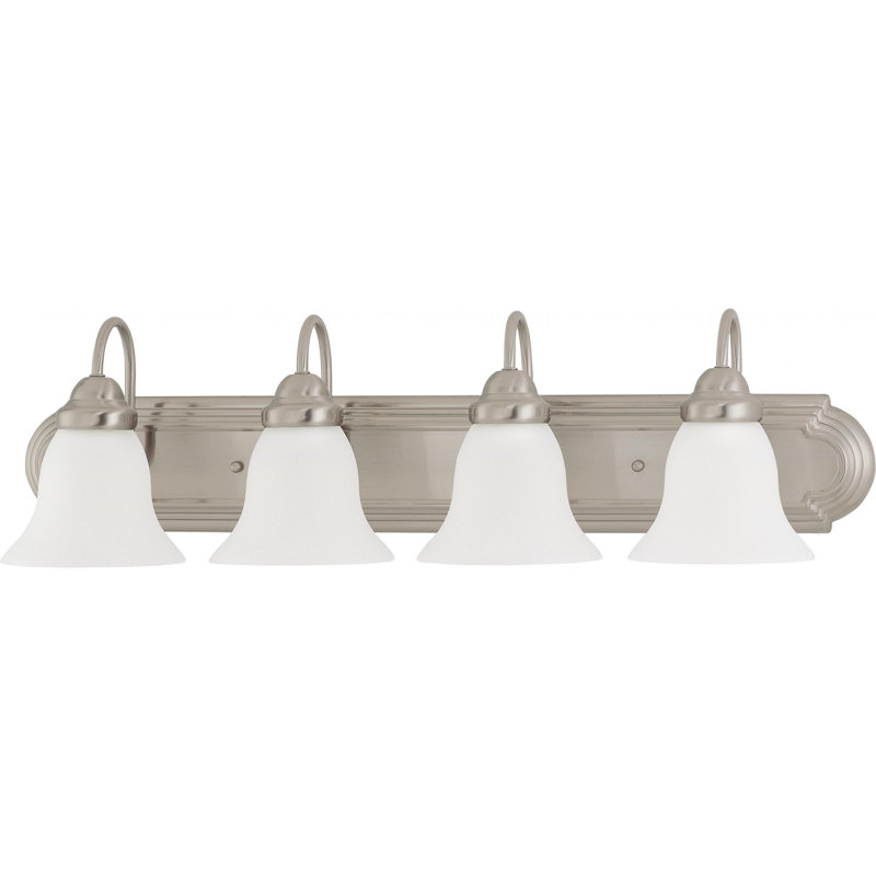 Éclairage de salle de bain à intensité variable 4 lumières Turcotte, 100 watts, Nickel brossé, Blanc givré