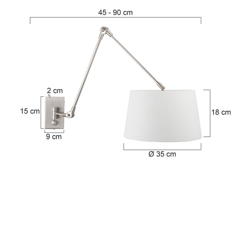 Sakamoto Steel Plug-in Swing Arm Sconce, Cream, 38" H x 35" W x 90" D