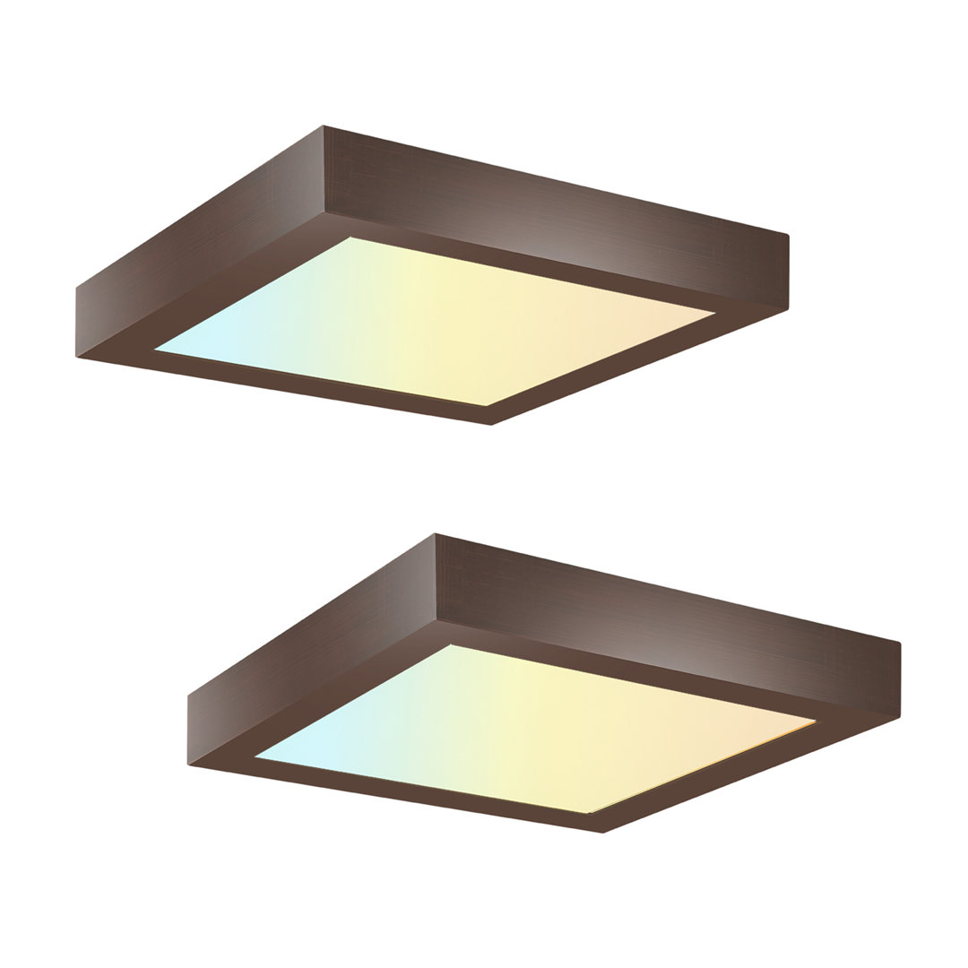 Square Color Selectable Integrated LED Flush Mount Downlight (Set of 2) RUN BISON