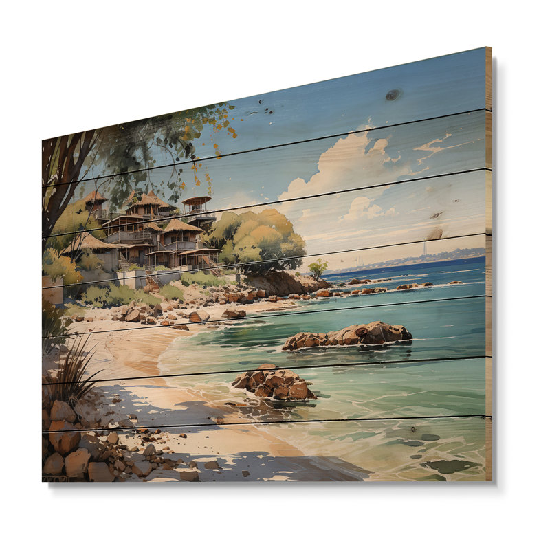 Negril Beach, Jamaïque I sur bois, H 10 po x l 20 po x P 0,78 po