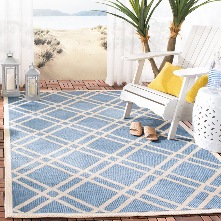 Arneshia Geometric Blue/Beige Area Indoor/Outdoor Area Rug
