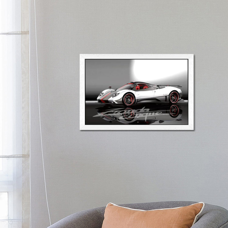 Pagani Zonda Cinque - Print on Canvas, 101.6 cm H x 66.04 cm W, White Framed