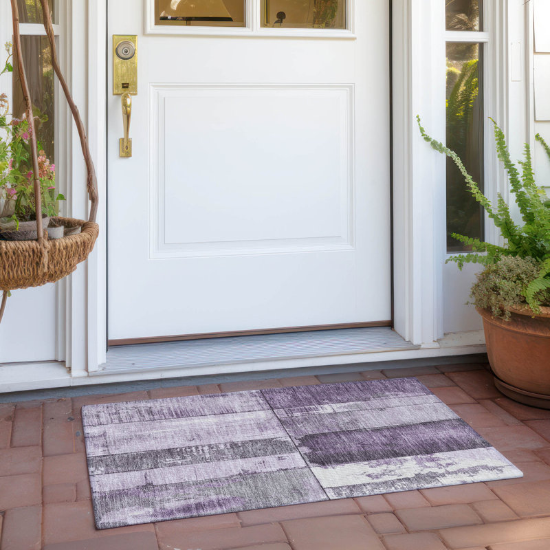 Machine Washable Indoor/Outdoor Xhevrie Purple Rug, Rectangle 1'8" x 2'6" 