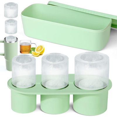 3pcs Large Silicone Cylinder Ice Cube Moulds , stanley cup accessories,Ice Maker For Freezer With Lid And Bin, Ice Drink, Juice, Whiskey, Cocktail, Tea, Coffee