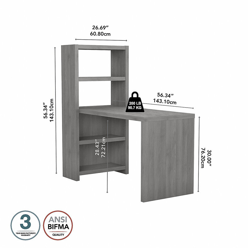 Makayla 56W Craft Table, Modern Gray