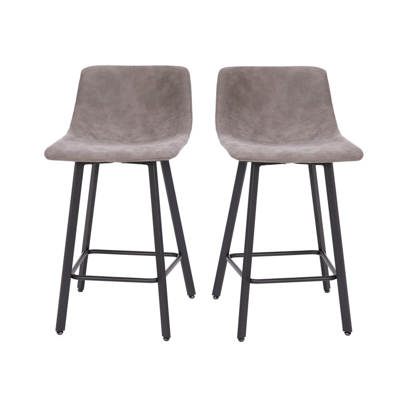 Brandy Upholstered Counter Stool with Metal Frame, Gray