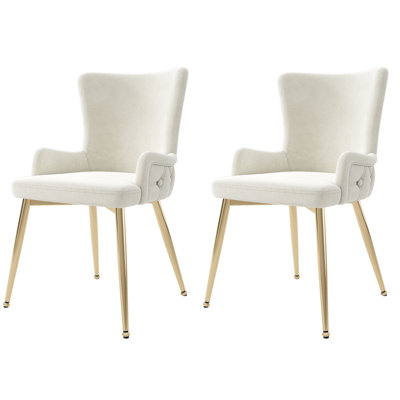 47cm H Velvet Upholstered Metal Upholstered Back Armchair