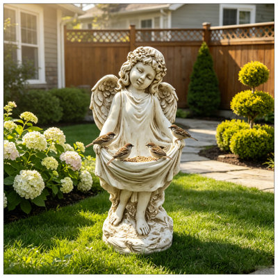 Statue de jardin d'ange chérubin de 21,06 po de hauteur, sculpture en résine, décoration de jardin