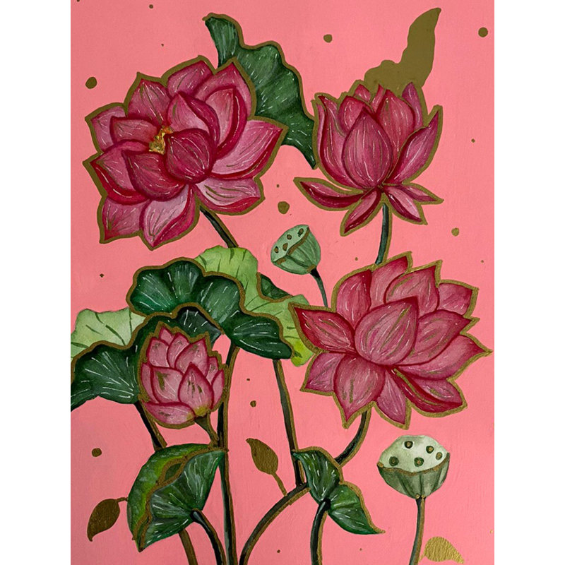 Fleurs de lotus | Aquarelle et gouache sur papier | Par Rashi Agrawal