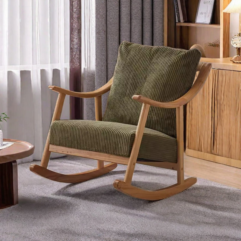 Chaise berçante en bois massif, Beige