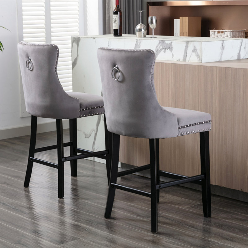 Tabouret de comptoir 27,2 po Simonton, Gris, Noir, noir, noir, noir