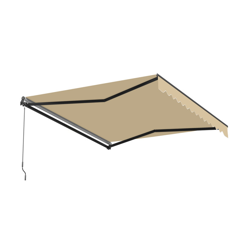 Retractable Home Patio Awning | Deck Canopy |UV Protection Sunshade | Manual Black Frame | Upgraded 2024, Desert Sand