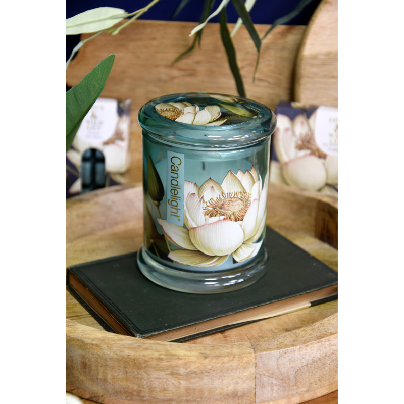 Plant / Floral Scented Jar Candle with Glass Holder