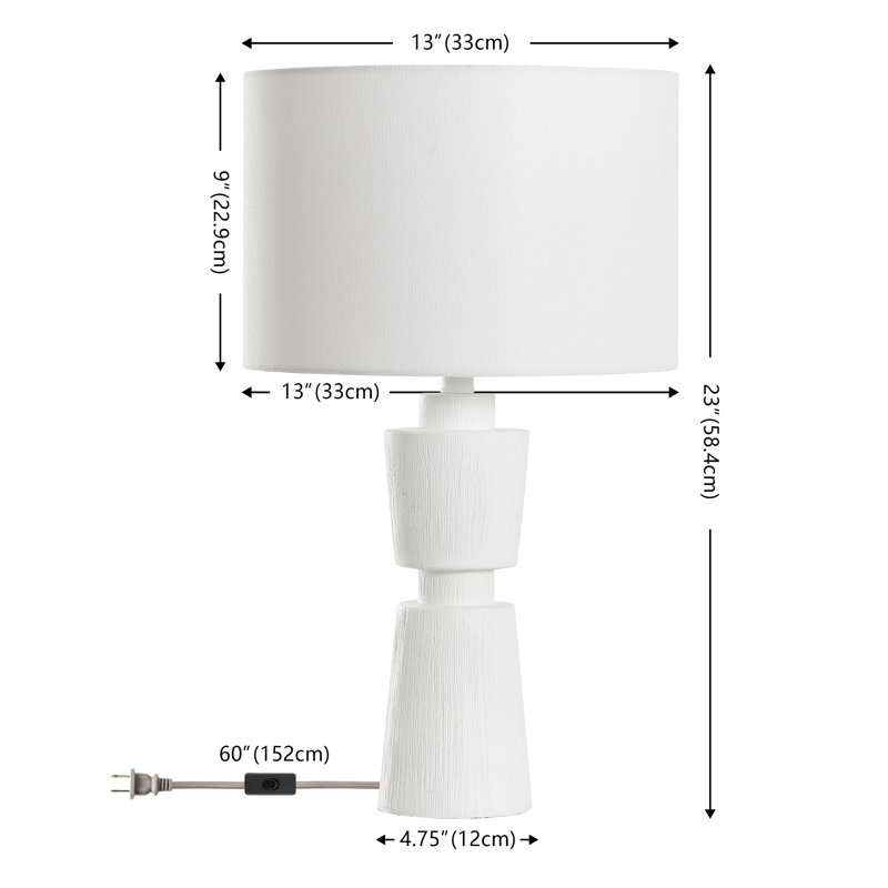 Lampe de table en résine Gaspara, White Base / White Shade