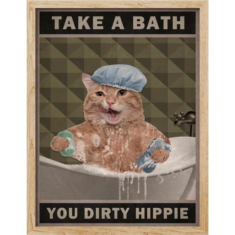 «Funny Cat Quotes Bar Sign» sur papier, H 16 po x l 12 po, Naturel