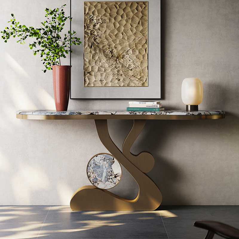 Console en pierre frittée de style italien, H 33,4 po x l 54,3 po x P 13,7 po