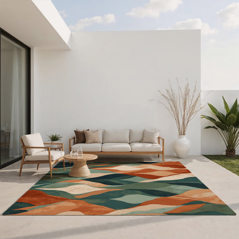Emerald Veil Indoor And Outdoor Area Rug, Rectangle 4' x 6'