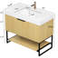 36" Freestanding Bathroom Vanity With Sink, Gray Sintered Stone Top, Undermount Ceramic Basin, Oak Cabinet, Pre - Assembled, Drawer And Open Shelf For Ample Storage Style Vanity, Countertop, Plywood-2077992700