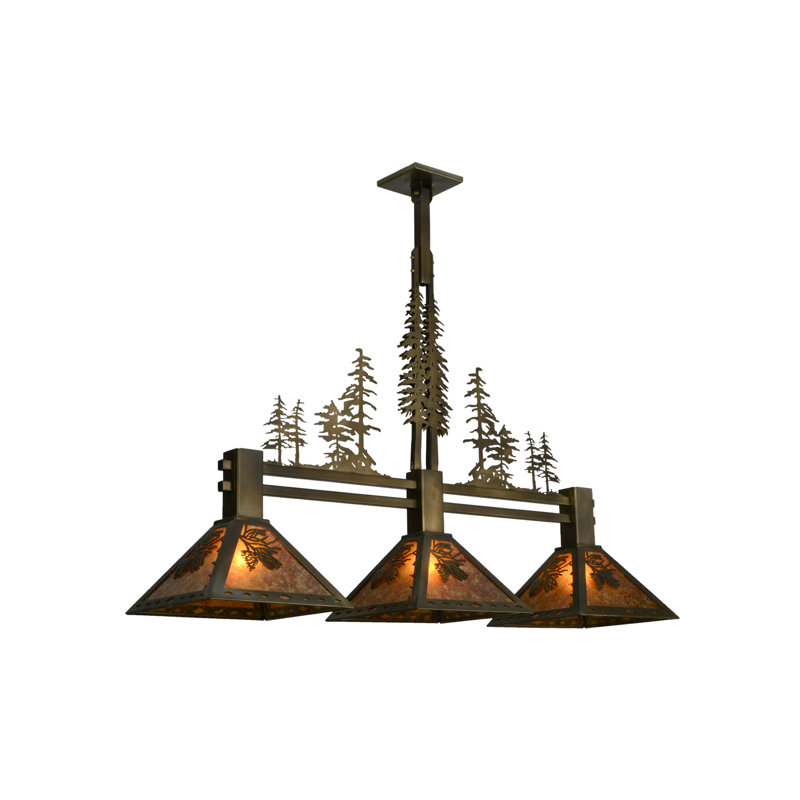 Rustic Lodge 3 - Light Antique Copper Pool Table Lights Pendant