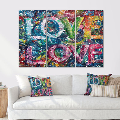Love Love Love Colorful - Fashion Quotes Wall Art Set