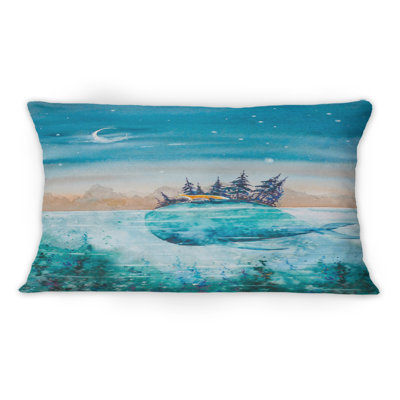 Coussin Whale and Fox In Fairy Tale Landscape