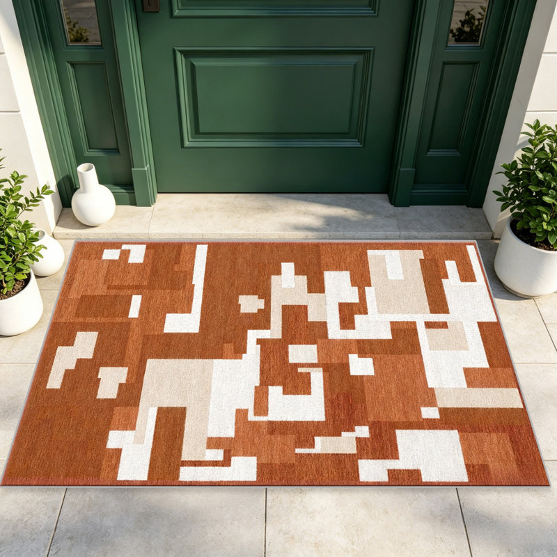Rust Abstract Blocks carpet-easy to clean, machine-washable, soft and comfortable; suitable for door mats, kitchens, living rooms, bedrooms, corridors, and laundry areas. Easy to clean, durable carpet for home decoration.