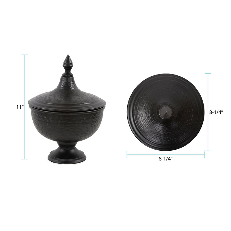 Bhavina Jar, Noir, H 11 po x l 8,25 po x P 8,25 po