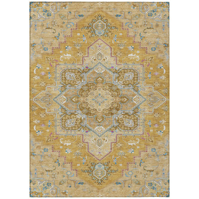 Bellaya Gold Washable Indoor-Outdoor Rug - 