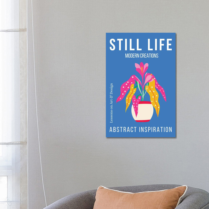 Still Life Abstract Plant On Blue Background by Design Harvest - Wrapped Canvas Print, 66.04 cm H x 45.72 cm W x 1.91 cm D