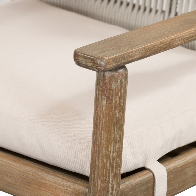Rosen Outdoor Dining Armchair, Natural Frame/Lakin Oat Cushion
