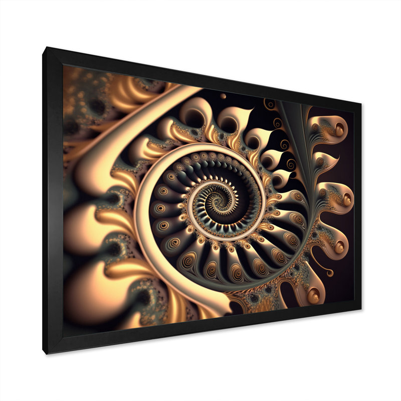 Adrius Golden Fractal Bliss II - reproduction sur toile, L 44 po x H 34 po, Cadre photo noir