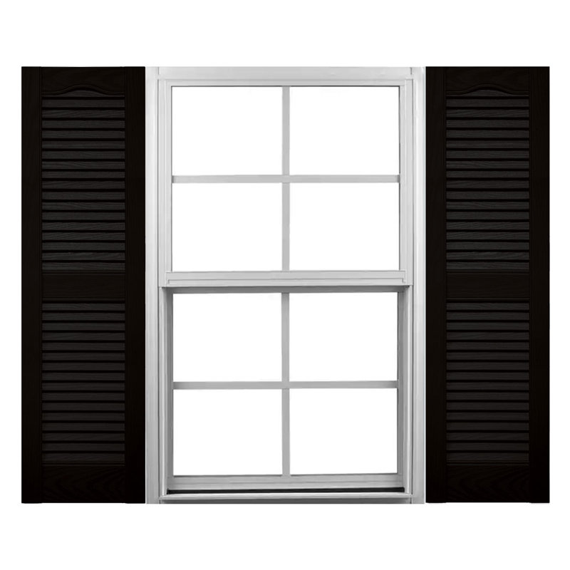 Vinyle Mid-America, panneau central cathédrale sur mesure, volets à persiennes ouvertes, Noir, 70 "