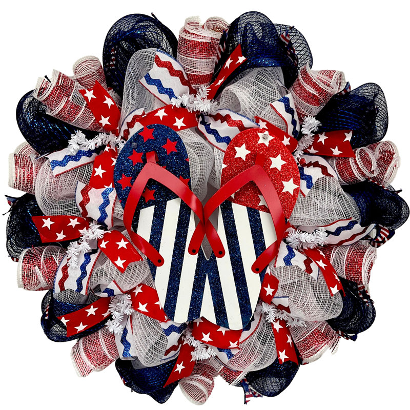 Patriotic Flip Flop Stars and Stripes Wreath