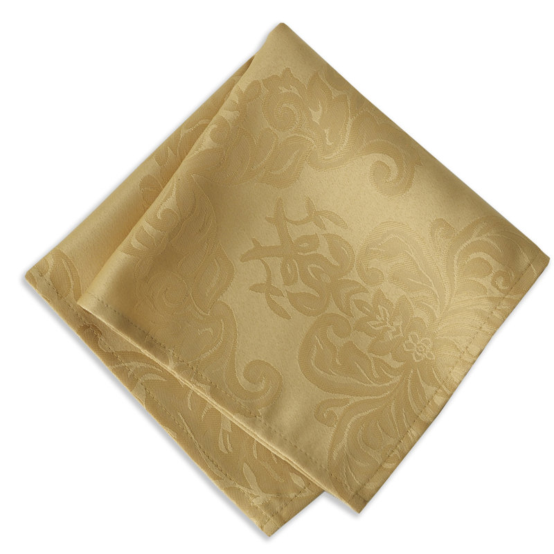 Burchfield 100% Polyester Damask Square Napkin, Gold