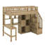 Lit mezzanine simple avec bureau, DEL, tablettes de rangement, armoires et escalier-906605629